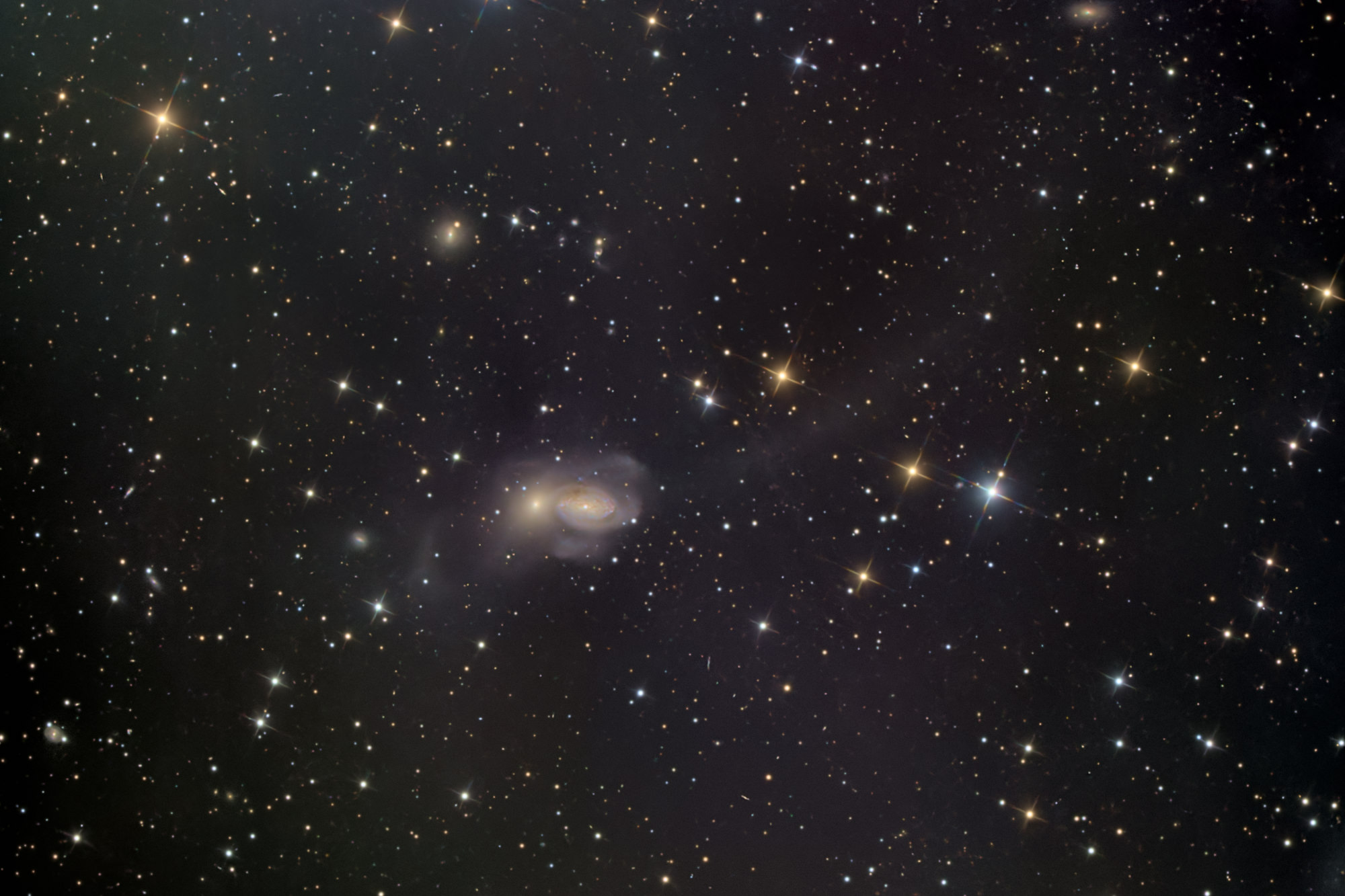 NGC 3226 is an elliptical galaxy with an active nucleus in the constellation Leo. Together with NGC 3227, it forms the interacting galaxy pair Arp 94 or Holm 187.